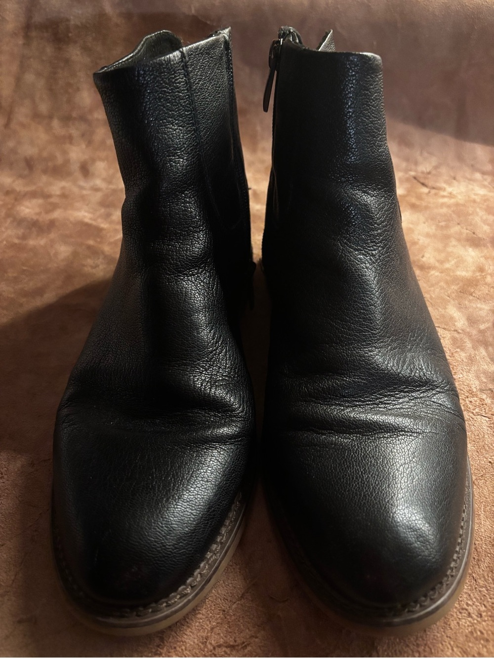 Franco Sarto Black Leather Chukka Zip Boots